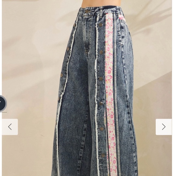 Oli and Hali “ Chrissy ” Oli & Hali Button Down Wide Leg Denim Pants 57A - Picture 7 of 8